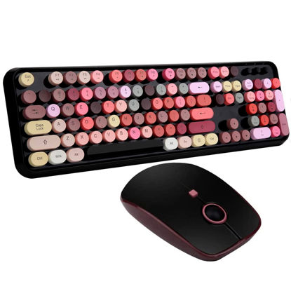 Picture of FOPETT Keyboard and Mouse Sets, Wireless, Reliable 2.4 GHz Connectivity for PC,Laptop,Smart TV and More (Black Colorful)