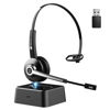 Picture of Earbay Trucker Bluetooth Headset, Wireless Headset with Microphone Noise Canceling & USB Dongle, Bluetooth Headphones with Mic Mute & Charging Base for PC Computer/Phones/Office/Zoom/Skype/Meeting