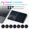 Picture of HoRiMe Backlit Bluetooth Number Pad, Rechargeable Wireless Number Keypad with 7-Color Slim 34-Keys Aluminum Numeric Keypad External Data Entry Compatible for MacBook iMac Surface Pro etc