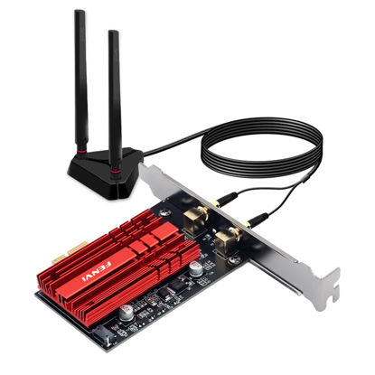 Picture of Fenvi AXE3000Pro AX210NGW WiFi 6E PCI-E Network Card Tri-Band BT5.2 Wireless Gigabit 802.11ax ac 6GHz 5GHz 2.4GHz MU-MIMO for Desktop PC PCIe WiFi Adapter Windows 10/11 with 1.2m SMA High Gain Antenna