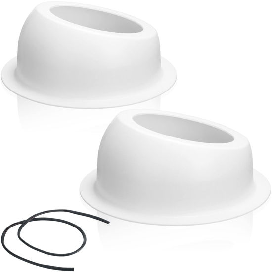 Picture of 2 Pcs Universal Angled Speaker Enclosures Boxes Pods Surface Mount with Rubber Strip for Install 6.5 Inch Speakers or Smaller Custom Mount Door Kick Panel Rear Deck (White, Hole Cut)