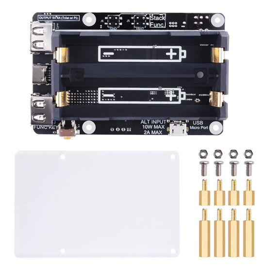 Picture of GeeekPi Raspberry Pi UPS V5 Power Supply Uninterruptible UPS HAT,Support 18650 Battery Charger Power Bank Power Management Expansion Board 5V for Raspberry Pi 4B/3B+/3B/2B/B+/B/A+/A