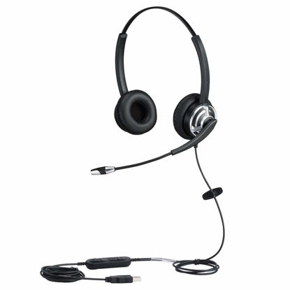 Picture of USB Telephone Headset with Noise Cancelling Nuance Dragon Dictation Microphone Computer PC Headset Dual Ear for Skype Chat, Online Learing, Conference Calls, Voice Chat, Softphones Call, Gaming etc