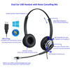 Picture of USB Telephone Headset with Noise Cancelling Nuance Dragon Dictation Microphone Computer PC Headset Dual Ear for Skype Chat, Online Learing, Conference Calls, Voice Chat, Softphones Call, Gaming etc