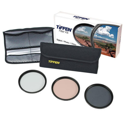 Picture of Tiffen 55mm Photo Essentials Kit with UV Protector, 812 Color Warming, Circular Polarizing Glass Filters and 4 Pocket Pouch