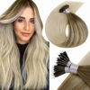 Picture of LaaVoo Nano Ring Hair Extensions Ombre Light Brown to Blonde 14 Inch Micro Nano Loop Hair Extensions Blonde Real Human Hair Nano Bead Extensions Pre Bonded Hair Extensions 1g/s 50g