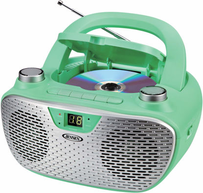 Picture of JENSEN CD-485-GR CD-485 1-Watt Portable Stereo CD Player with AM/FM Radio (Green)
