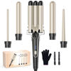 Picture of Waver Curling Iron Curling Wand - BESTOPE PRO 5 in 1 Curling Wand Set with 3 Barrel Hair Crimper for Women, Fast Heating Crimper Wand Curler in All Hair Type - Gold