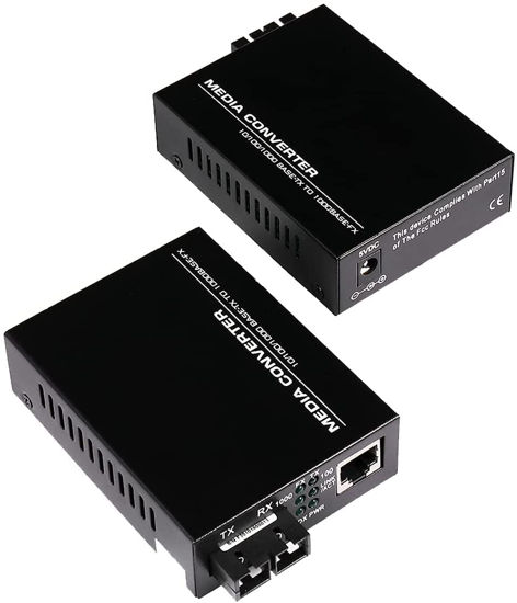 Picture of A Pair 2 Pack Multi-Mode Dual SC Fiber Gigabit Fast Ethernet Media Converter, Mini 1x 10/100/1000Base-T RJ45 to 1000Base-SC Slot Converter Transceiver, up to 2KM 1310-nm, AC 100V~240V