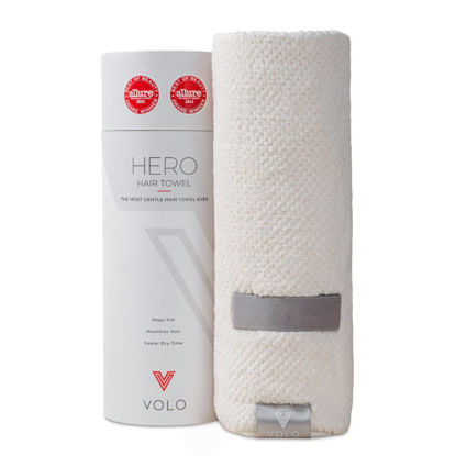 Picture of VOLO Hero Salt White Hair Towel | Ultra Soft, Super Absorbent, Quick Drying Nanoweave Fabric | Reduce Dry Time by 50% | Large Towel Wrap for All Hair Types | Anti Frizz & Anti Breakage | Microfiber