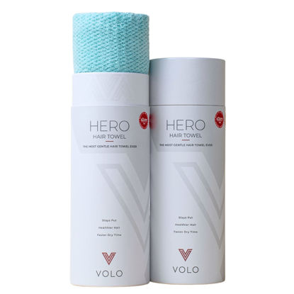 Picture of VOLO Hero Capri Blue Hair Towel | Ultra Soft, Super Absorbent, Quick Drying Nanoweave Fabric | Reduce Dry Time by 50% | Large Towel Wrap for All Hair Types | Anti Frizz & Anti Breakage | Microfiber