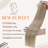 Picture of LAAVOO Weft Human Hair Extensions 12 Inch Sew in Bundle Real Human Hair Ash Blonde Highlight with Light Blonde Sew in Hair Extensions Double Weft 80 Grams