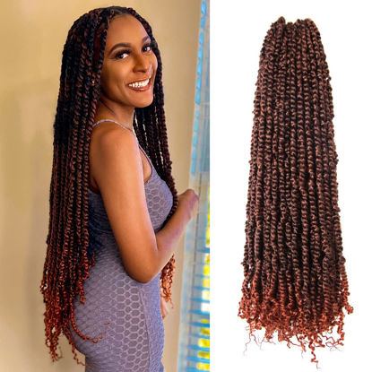 Picture of The BOHOBABE Long Pre-twisted Passion Twist Crochet Hair 30 Inch Pre-looped Long Crochet Passion Twist Braiding Hair 8 Packs Soft Bohemian Twists (T350)