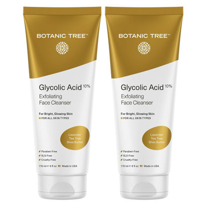 Picture of Botanic Tree Glycolic Acid Face Wash, Exfoliating Facial Cleanser For Facial Skin Care, Acne Treatment Face Scrub, 10% Glycolic and Salicylic Acid 6 fl. oz (2 pack)