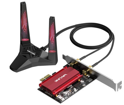 Picture of WAVLINK WiFi 6E AX5400M PCIe WiFi Crad, Tri-Band Intel AX210 Network Crad with Bluetooth 5.3, MU-MIMO, WPA3, OFDMA, Low-Profile Bracket, Heat Sink for Windows 10/11 PC, Support Starlink