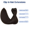 Picture of GOO GOO Clip in Hair Extensions New Dark Brown 7pcs 85g 12 Inch Lace Weft Straight Hair for Women Clip in Human Hair Extensions Natural Hair Clip in Hair Extensions Real Human Hair