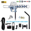 Picture of 150 Miles Range Amplified Digital Outdoor TV Antenna with Mount Pole 4K/1080p High Reception/ 60feet RG6 Coaxial Cable/Support 2TVs Function