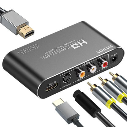 Picture of YITROX AV Svideo HDMI to HDMI Converter Upscaler, 3RCA CVBS AV Svideo R/L HDMI to HDMI Converter Scaler Support 1080P for Wii, PS2, PS3, Xbox 360, Blu ray Player, DVD and More