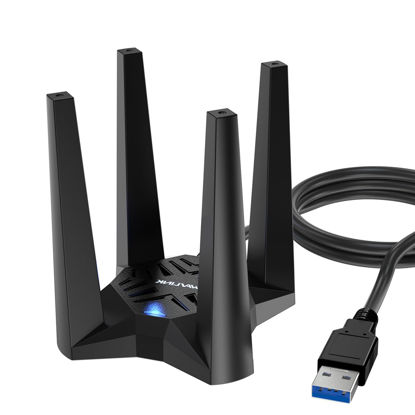 Picture of AX1800 USB WiFi 6 Adapter for Desktop PC, WAVLINK USB Wireless Adapter with Dual Band 5GHz/1201Mbps + 2.4GHz/574Mbps,4 High Gain Antennas,OFDMA,WPA3 Security, USB WiFi Dongle for Windows 11/10 ONLY