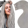 Picture of LAAVOO Silver Grey Tape in Extensions Human Hair Grey Real Human Hair Extensions Tape ins Seamless PU Tape in Extensions Silky Straight 14 Inch 20pcs/50g