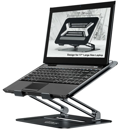 Picture of Urmust Adjustable Laptop Stand for Desk Aluminum Computer Stand for Laptop Riser Holder Notebook Stand Compatible with MacBook Air Pro Ultrabook All Laptops 11-17 inch (Black)