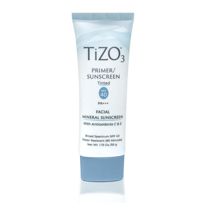 Picture of TiZO3 Facial Mineral Sunscreen and Primer, Tinted Broad Spectrum SPF 40 with Antioxidants, Sheer matte finish, Fragrance-Free, Oil-Free, Dermatologist-recommended, PA+++ 1.75 oz