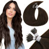 Picture of LAAVOO Nano Ring Hair Extensions Human Hair Medium Brown Hair Extensions Micro Nano Beads Hair Extensions Real Human Hair Cold Fusion 50g/50s