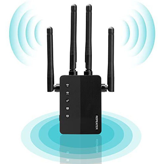 GetUSCart- 2022 WiFi Extender - Wireless Signal Repeater Booster up to 6000  sq.ft - 1200Mbps Wall-Through Strong WiFi Booster-Dual Band 2.4G and 5G - 4  Antennas 360° Full Coverage-1