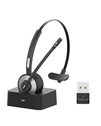 Picture of Willful M98 Bluetooth Headset Wireless Headset with Microphone Charging Base Pro Clear Sound for Car Truck Driver Call Center Home Office PC