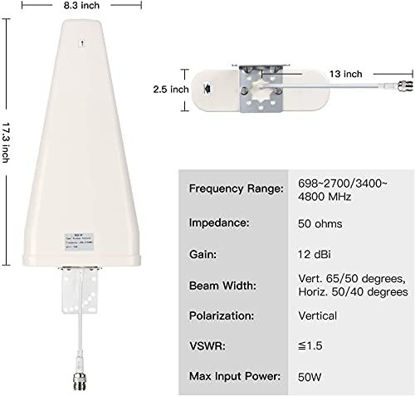 Picture of XRDS-RF 12 dBi Wideband Directional Antenna 4G/5G/LTE/Wi-Fi Universal Fixed Mount Outdoor High Gain LTE Antenna (698-5800 MHz)