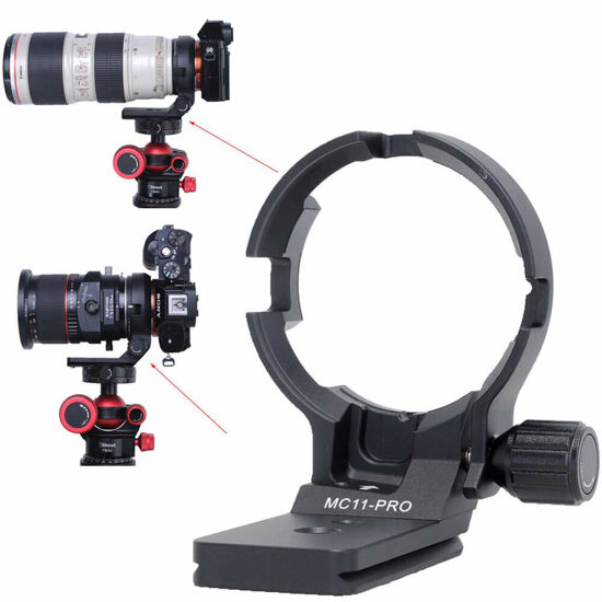 Picture of iShoot Lens Collar Tripod Mount Ring Compatible with Canon EF-E Sigma MC-11 Mount Converter Lens Adapter Ring, Lens Support Holder Bracket Bottom is Arca-Swiss Fit Quick Release Plate Dovetail Groove