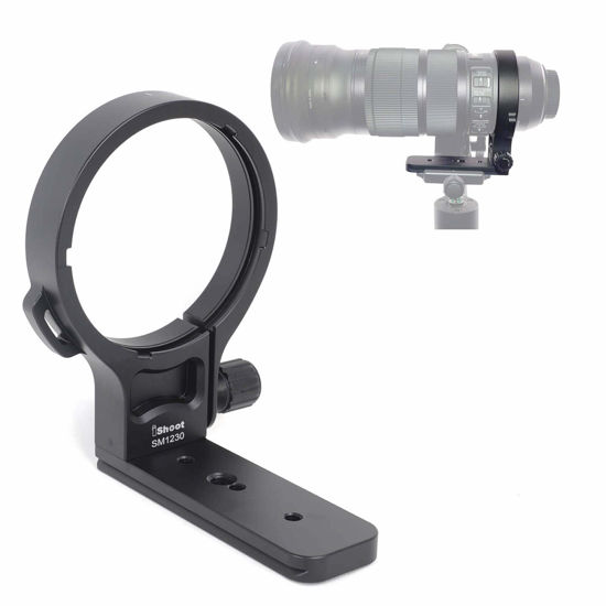 Picture of iShoot Lens Tripod Mount Ring Compatible with TS-51 Sigma 120-300mm f/2.8 DG OS HSM Sports, Lens Collar Support Bracket Holder, Bottom is ARCA-Swiss Fit Quick Release Plate for Tripod Ball Head