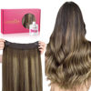 Picture of WENNALIFE Wire Hair Extensions (Increase 50% Lifespan) Real Human Hair 12 inch 70g Balayage Chocolate Brown to Caramel Blonde Remy Wire Hair Extensions Invisible Fish Line Real Hair Extensions