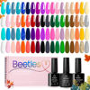 Picture of beetles Gel Polish Set 36 Colors Free Journey Collection Pastel Bright Girly Glitter Green Blue Gel Nail Kits with 3Pcs Matte Top Base Coat Soak off U V Gel Nail Polish Golden Journey for Girls Women