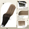 Picture of Full Shine Human Hair Tape in Extensions 16 Inch Glue in Hair Extensions 1B/8/22 Off Black Ombre Brown Highlight with Blonde Skin Weft Extensions 50 Gram Invisible Tape in Hair Extensions Human Hair