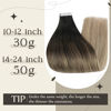 Picture of Full Shine Human Hair Tape in Extensions 16 Inch Glue in Hair Extensions 1B/8/22 Off Black Ombre Brown Highlight with Blonde Skin Weft Extensions 50 Gram Invisible Tape in Hair Extensions Human Hair