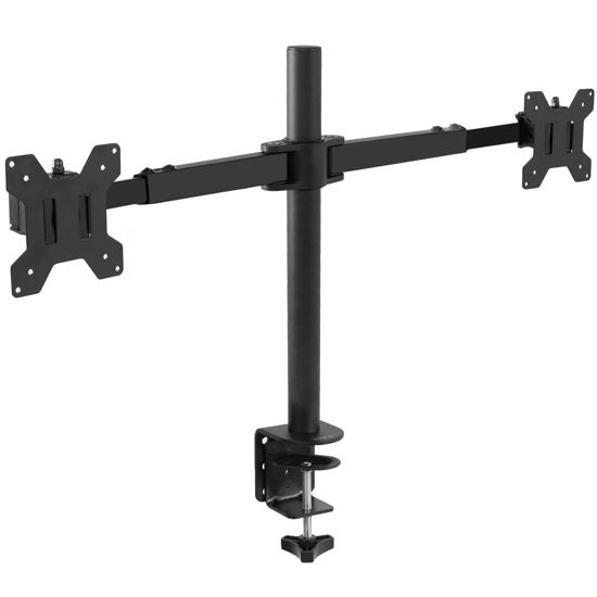 Picture of VIVO Dual LCD LED 21 to 32 inch Monitor Desk Mount, Heavy Duty, Adjustable Telescoping Arms, Flush Wall Setup, Fits 2 Screens, Black, STAND-V002E