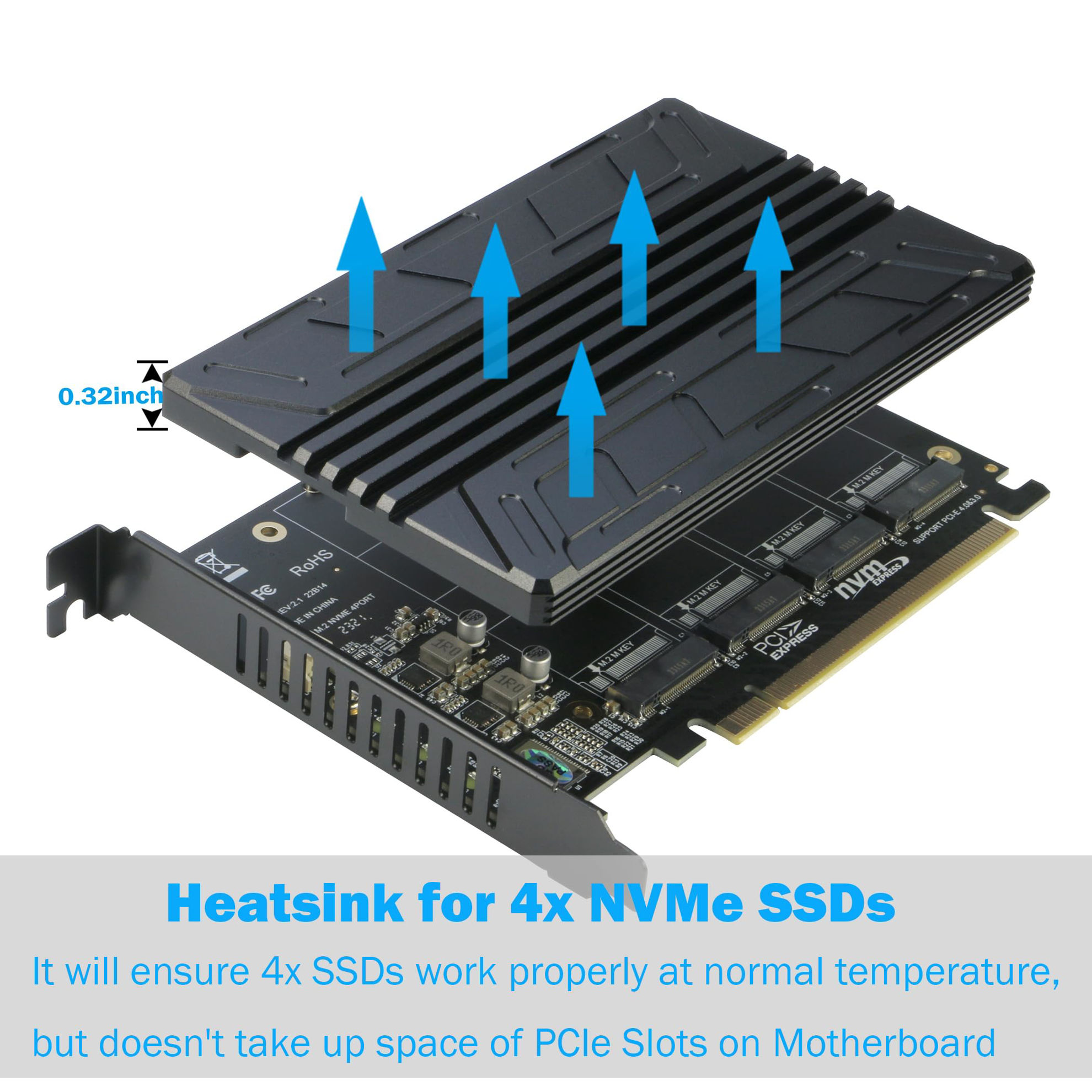 Getuscart Quad Nvme Pcie Adapter Riitop Port Nvme To Pci E X Expand Controller