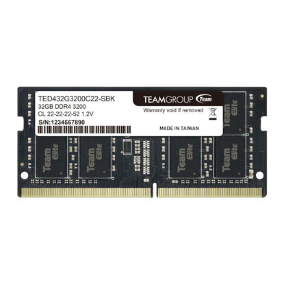 Picture of TEAMGROUP Elite DDR4 32GB Single 3200MHz PC4-25600 CL22 Unbuffered Non-ECC 1.2V SODIMM 260-Pin Laptop Notebook PC Computer Memory Module Ram Upgrade - TED432G3200C22-S01