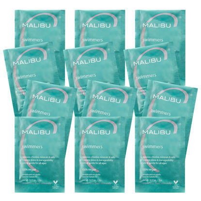Picture of Malibu C Swimmers Wellness Hair Remedy (12 Packets) - Prevents and Protects Hair Discoloration from Chlorine & Pool Elements - Hydrating Vitamin C Complex for Healthier Hair