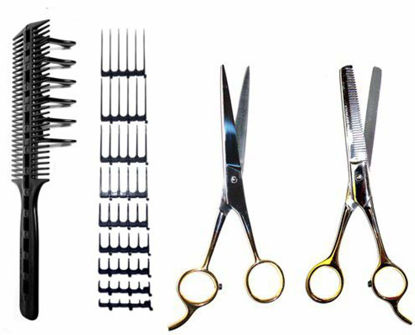 Picture of CombPal Scissor Clipper Over Comb Hair Cutting Tool - Barber Hair cutting kit - DIY Home Hair cutting Guide Comb Set (Jumbo Value-Pack, Black)