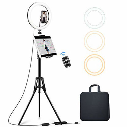 Picture of Elitehood 12’’ Ring Light with Tripod Stand (72’’ Tall) & iPad/Phone Holder, Dimmable Selfie Circle LED Lights Ringlight for Video Recording, Conference, Makeup, Laptop, Computer, Webcam, YouTube