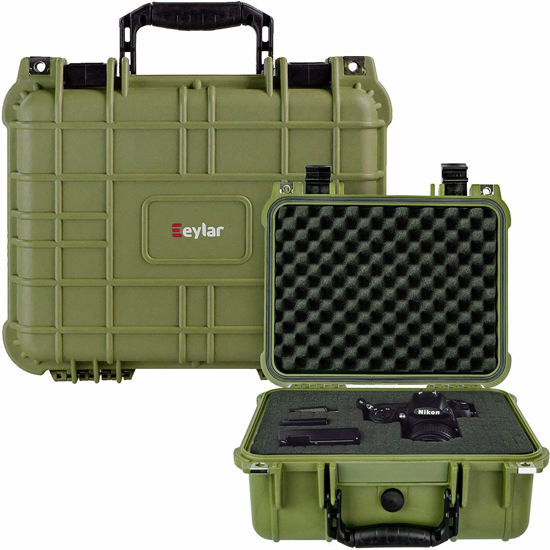 Picture of Eylar Protective Gear and Camera Hard Case Water & Shock Proof With Foam 13.37 inch 11.62 inch 6 inch OD Green (Green)