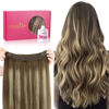 Picture of WENNALIFE Wire Hair Extensions (Increase 50% Lifespan) Real Human Hair 12 inch 70g Balayage Chocolate Brown to Honey Blonde Remy Wire Hair Extensions Invisible Transparent Real Hair Extensions