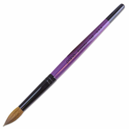 Picture of PANA Pure Kolinsky Hair Acrylic Nail Brush - Round Shape Black Ferrule with Purple Wood Handle (Size 16) - Nail Brush for Acrylic Nail Application, Nail Extension, Manicure Pedicure Salon Beginner and Professional