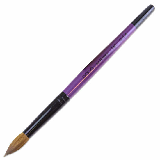 Picture of PANA Pure Kolinsky Hair Acrylic Nail Brush - Round Shape Black Ferrule with Purple Wood Handle (Size 16) - Nail Brush for Acrylic Nail Application, Nail Extension, Manicure Pedicure Salon Beginner and Professional