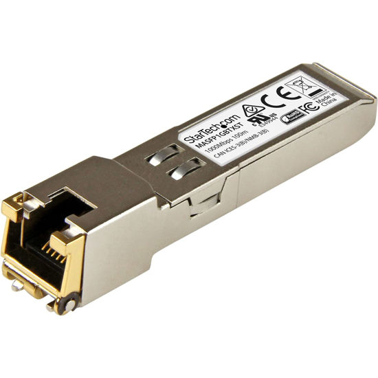 Picture of StarTech.com Cisco Meraki MA-SFP-1GB-TX Compatible SFP Module - 1000BASE-T - SFP to RJ45 Cat6/Cat5e - 10/100/1000 Mbps - RJ-45 100m - Cisco Meraki MS225, MX400, MS250 (MASFP1GBTXST)