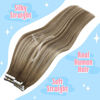 Picture of Sunny Tape in Hair Extensions Balayage, Chestnut Brown Ombre Human Hair Tape in Extensions, Invisible Tape in Hair Extensions Human Hair Chestnut Brown Balayage Platinum Blonde 16inch 20pcs/50g