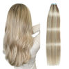 Picture of SUYYA Tape in Hair Extensions Human Hair Ash Blonde Highlighted Bleach Blonde 16 Inch 40g/pack 20pcs Straight Seamless Skin Weft Tape in Real Human Hair Extensions(16inch #P18/613)