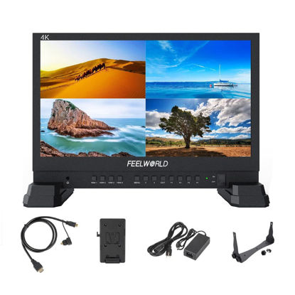 Picture of FEELWORLD ATEM156 15.6" Broadcast Monitor 4 HDMI Input Output Quad Split Display for ATEM Mini Video Switcher Live Streaming Broadcast Director Monitor Used in Movie Production